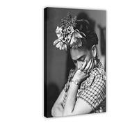 crttrs Poster su tela con motivo floreale di Frida Kahlo, decorazione per camera da letto, sport, ufficio, camera da letto, regalo, stile cornice, 20 x 30 cm