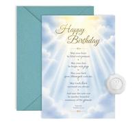 CRTURUNIQ Biglietto di auguri di compleanno cristiano, per donne e uomini | Grazia di Dio, pace e gioia, benedizione della Scrittura religiosa, Verso biblico ispiratore, interno bianco con busta