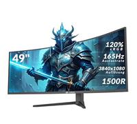 CRUA 49" Curved Gaming Monitor Ultra-Wide 32:10 DFHD 3840x1080, 165Hz/144Hz, 1500R, AMD FreeSync, 120% sRGB, Height Adjustable, HDMI 2.1 & DP 1.4, Wall Mountable - Black