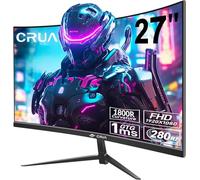 CRUA Monitor Gaming Curvo 27 Pollici 280Hz Full HD, 1ms con FreeSync & HDR, Immersione Totale 1800R, Eye Care Flicker-Free per PC/PS5/Xbox, Design Senza Cornice, HDMI/DP, VESA - Nero
