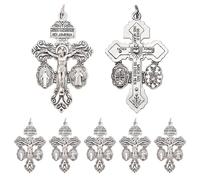 Crucifix Catholic for Rosary Making Bulk Pack of 5, Crucifix Catolica Crucifix con Medaglia St Benedict e Milagrosa Medal,Pardon Crucifix Rosary Parts for Rosaries Catholic,Crucifijos Catolicos