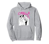 Cruella De Vil Collared Felpa con Cappuccio, Unisex per adulti, Grigio Melange, S