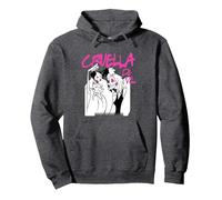 Cruella De Vil Collared Felpa con Cappuccio, Unisex per adulti, Grigio Scuro, S