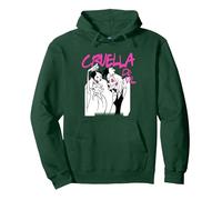 Cruella De Vil Collared Felpa con Cappuccio, Unisex per adulti, Verde Foresta, L