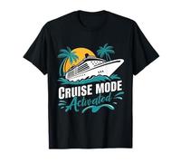 Cruise Mode Activated Tropical Vacation Ship Art Maglietta