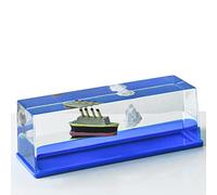 Cruise Ship Fluid Drift Bottle - Cruise Ship in Una Bottiglia - Acrylic Cruise Ship That Never Sinks Ornament for Desk Decor 14,5 x 5 x 5,2 cm