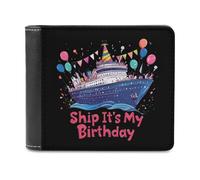 Cruise Ship It's My Birthday Portafoglio a due ante in pelle PU Portafoglio tascabile sottile borsa per donne uomini regali, Stile:, Taglia unica