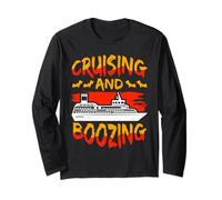 Cruising And Boozing Funny Halloween Cruise Vacation Trip Maglia a Manica