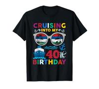 Cruising Into My 40° Compleanno Crociera Anni 40 Compleanno Maglietta
