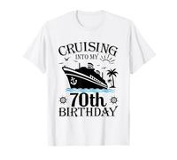 Cruising Into My 70th Birthday Crociera 70 Compleanno Uomo Maglietta