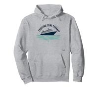 Cruising Is My Therapy Vacation Lover Ocean Getaway Citazione Felpa con Cappuccio, Unisex per Adulti, Grigio Melange, L