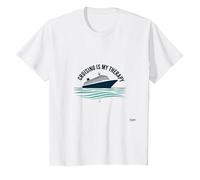 Cruising Is My Therapy Vacation Lover Ocean Getaway Citazione Maglietta, Bambini, Bianco, 4 Anni