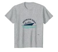Cruising Is My Therapy Vacation Lover Ocean Getaway Citazione Maglietta, Bambini, Grigio Melange, 4 Anni