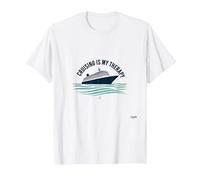 Cruising Is My Therapy Vacation Lover Ocean Getaway Citazione Maglietta, Uomo, Bianco, 4XL