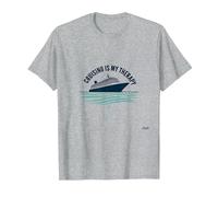 Cruising Is My Therapy Vacation Lover Ocean Getaway Citazione Maglietta, Uomo, Grigio Melange, 4XL