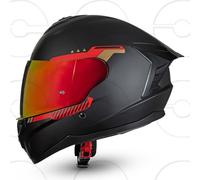 CRUIZER Casco Integrale moto Omologato visiera singola Trasparente + specchiata ROSSO (XL)