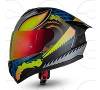 CRUIZER Casco moto Integrale Omologato grafico INSEKT visiera singola e specchiata rosso (M)