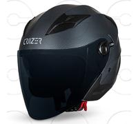 CRUIZER Casco moto jet Effetto Carbonio Nero Grigio doppia visiera trasparente s