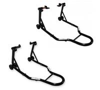 CRUIZER Cavalletto Moto Anteriore con Attacchi a Coni + Cavalletto Posteriore a Piastre Regolabili con Ruote Sottostanti Barre Rinforzi Laterali Carico Massimo 600 kg