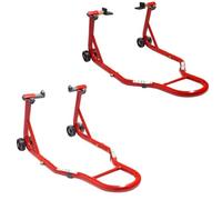 CRUIZER Cavalletto Moto Anteriore con Attacchi a Coni + Cavalletto Posteriore a Piastre Regolabili con Ruote Sottostanti Barre Rinforzi Laterali Carico Massimo 600 kg