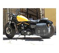 Cruizer - Monoborsa laterale per moto Harley davidson 1200x forty-eight in pelle doppio rexion con incavo per ammortizzatore e 3 fibie