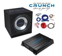 Crunch CBP1000 4-Kanal Basspack Amplificatore + Bass Reflex Subbox + Set di Cavi