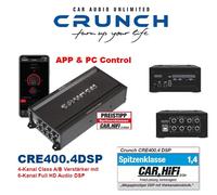 Crunch CRE400.4DSP 4-Kanal Dsp Amplificatore 6-Kanal Full HD Audio U.Bluetooth