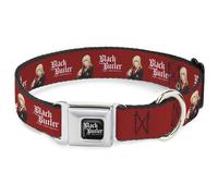Crunchyroll Pet Collar, Dog Collar Metal Seatbelt Buckle, Black Butler Edgar Red