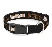 Crunchyroll Pet Collar, Dog Collar Plastic Buckle, Haikyu Title Logos Black Oran