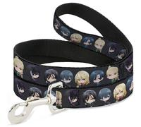 Crunchyroll Pet Leash, Dog Leash, Black Butler Six Chibi Characters Poses Black,