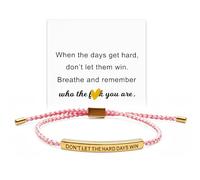 Crunier Bracciale intrecciato, Don't Let the Hard Days Win Braccialetti ispiratori, Regolabili, Argento, Bracciale intrecciato fatto a mano per donne e uomini(Oro Rosa)