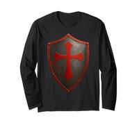 Crusader Cavalieri Templari Camicia Crociato Distressed Cross Maglia a Manica