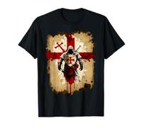 Crusader Cavalieri Templari Camicia Crociato Distressed Cross Maglietta
