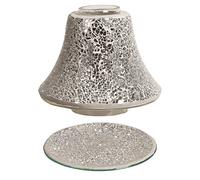 Crusader Limited Candela profumata in vetro, paralume e piatto, argento, crackle