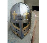 Crusader Viso Piastra Occhiali Casco Antico Cotta Di Acciaio Medievale Casco