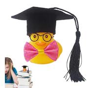 Cruscotto Decorativo A Forma Di Papera Per Auto - Ornamento A Forma Di Papera Di Con Mini Cappello, Papillon, Occhiali In Metallo, Stile Laurea | Divertente Accessorio Per Auto Da Collezione Per