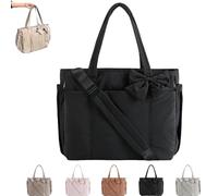 Crush Bow Tote Bag, Fashion Tote with Bow, Fluffy & Lightweight Crush Bows Totes Bag for Women, for Daily Use Work Gym Travel (Black)