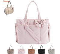 Crush Bow Tote Bag, Fashion Tote with Bow, Fluffy & Lightweight Crush Bows Totes Bag for Women, for Daily Use Work Gym Travel (Pink)