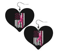 Crush Breast Cancer Awareness Orecchini in pelle per le donne Ciondola l'orecchino con ciondolo a forma di cuore con gancio Regali per ragazza adulta