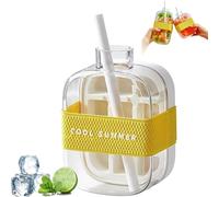 Crush Cup Ice, 2 in 1 Zero Touch Press Ice Cube Mold Water Bottle with Lid and Bin, Ice Cube Bottle, Easy Release Water Bottle Ice Mold for Coffee Juice Beverage (White,500ml)