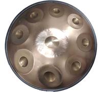 CruSio Drum in Acciaio Handpan Impostato in D Minore - 9 Note, 22 Pollici - Include Stand, Custodia, Mazze e Stoffa - Tuning da 432 Hz per Un'Esperienza Musicale Rilassante e Armoniosa/Oro a 9 Toni