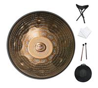 CruSio Strumento Di Tamburo per Mano, D Minore Tamburo a Mano in Acciaio da 22 Pollici con Sacchetto da Viaggio 440Hz, Nero-10/Oro/9Note