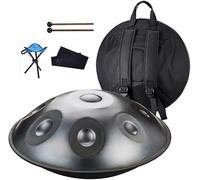 CruSio Tamburi per Mani Set 22 Pollici D Tamburo a Mano in Acciaio Minore con Sacchetto a Mano Morbido, Martello a Mano, Supporto per Mani, Panno Senza Polvere (Cenere-Oro, 9 Note)/a