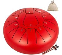 CruSio Tamburo in Acciaio 11 Note Strumento a Percussione da 8 Pollici Tamburi per Lingua, Tamburo per Lingua in Acciaio, Strumenti a Tamburi in Acciaio con Sacchetto, Libro, Mazze, Staffa Di Mazzuola