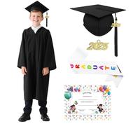 Crusward Toga Laurea Bambini, Toga Laurea Asilo Set con Cappello Laurea Fascia Ciondolo Costume da Laureato per Bambini Studenti elementari Medi Linea (L)
