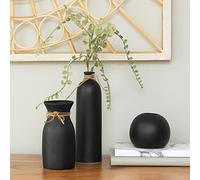 Crutello Set di vasi in ceramica - 3 vasi neri testurizzati - Set di vasi rustici - Decorazione perfetta per la casa per mantelli, librerie, tavoli, ingressi