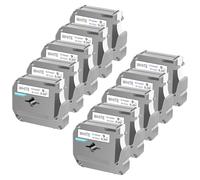 Cruxer 10 Pezzi di ricambio per P Touch M-K221 MK221 M221 Nero su Bianco 9 mm 0,35 3/8 M Nastro Bianco per Ptouch PT-M95 PT-80 PT-90 PT-70 PT-55 PT-65 PT-85 PT-45 PT-70BM PT-100