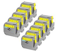 Cruxer 10 Pezzi di ricambio per P Touch M-K621 MK621 M621 Nero su Giallo 9 mm 0,35 3/8 M Nastro Giallo per Ptouch PT-M95 PT-80 PT-90 PT-70 PT-55 PT-65 PT-85 PT-45 PT-70BM PT-100