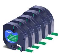 Cruxer Colour Direct - Nastro di ricambio per etichette Dymo 91204, nero su verde, 12 mm x 4 m, compatibile con Dymo LetraTag LT100H LT100T LT110T QX50 XR XM 2000 Plus, 5 pezzi