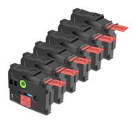 Cruxer Compatibile con Brother P-touch TZe-451 Red - Nastro laminato, nero su rosso, 24 mm x 8 m, ricambio per Brother PT-P710BT PT-P700 PT-E550WVP PT-P750W PT-2730VP (confezione da 6)